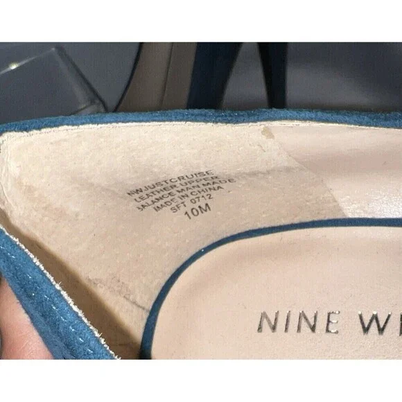 Nine West Peep Toe Dark Turquoise High Heels Womens Sz 10 Leather Upper - Picture 7 of 9
